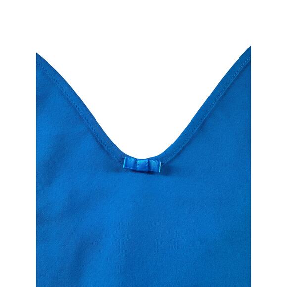 Aritzia Wilfred Minthe Dress XS Tropic Blue Midi Slip V-Neck Matte Satin Drapey - Picture 11 of 14